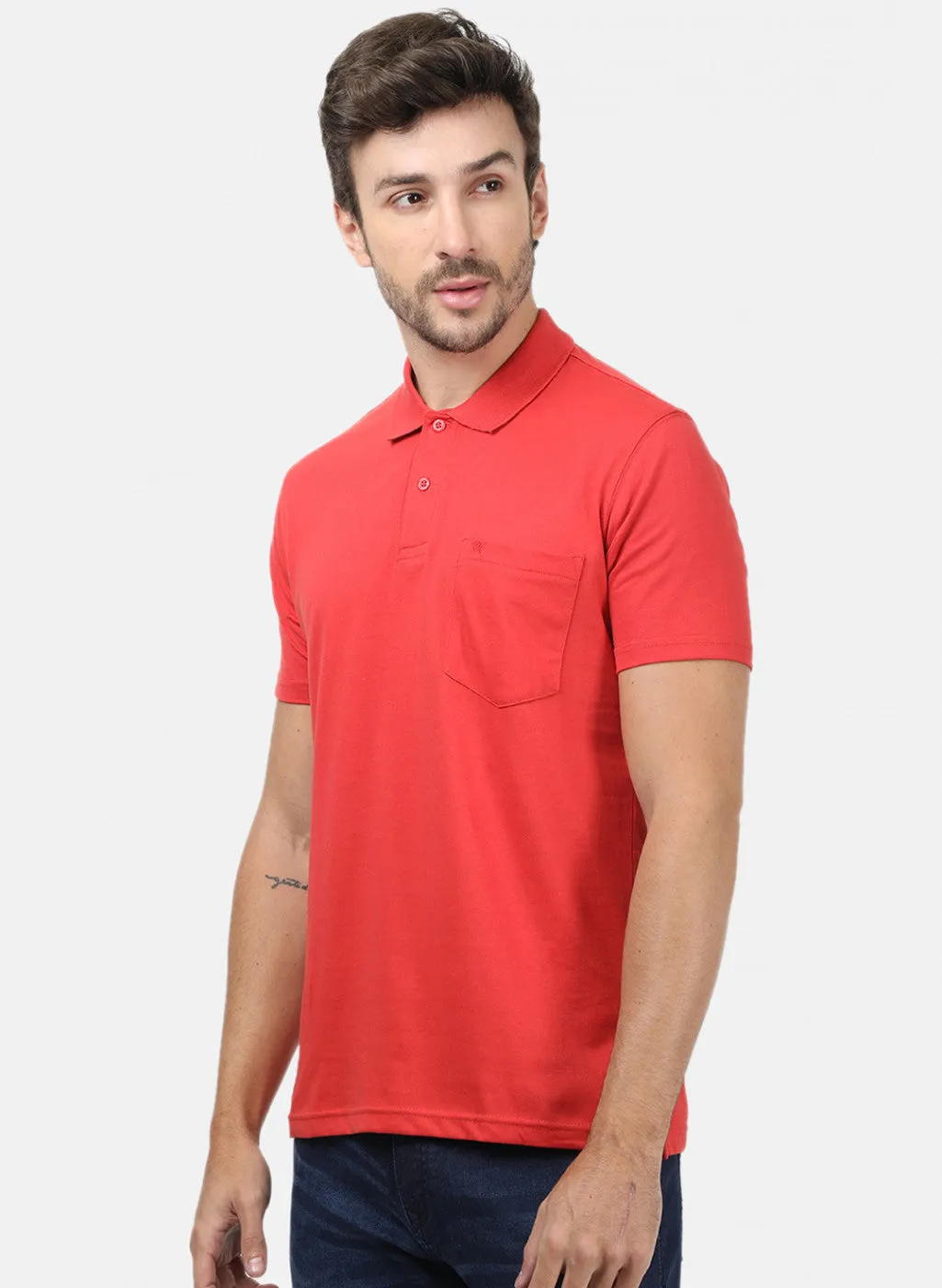 Men Orange Plain T-Shirts