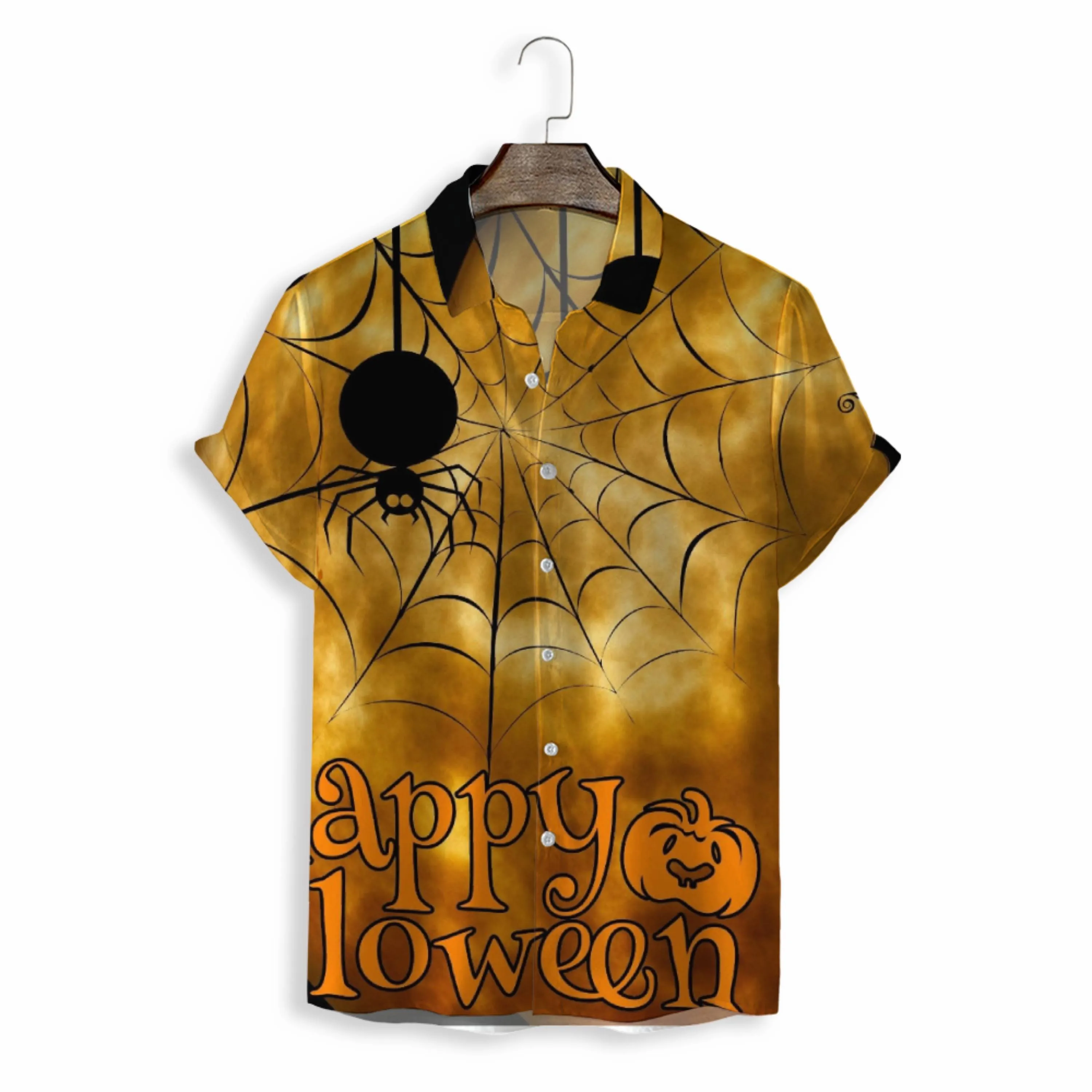 MEN SHIRTS CASUAL SHORT SLEEVE WITH HALLOWEEN PRINT