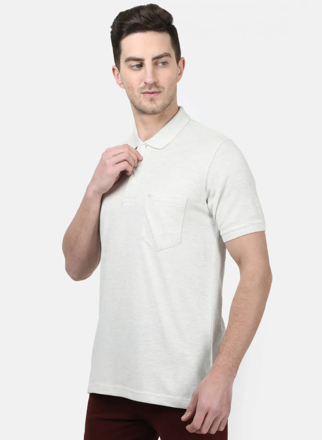 Mens Cream Plain T-Shirts