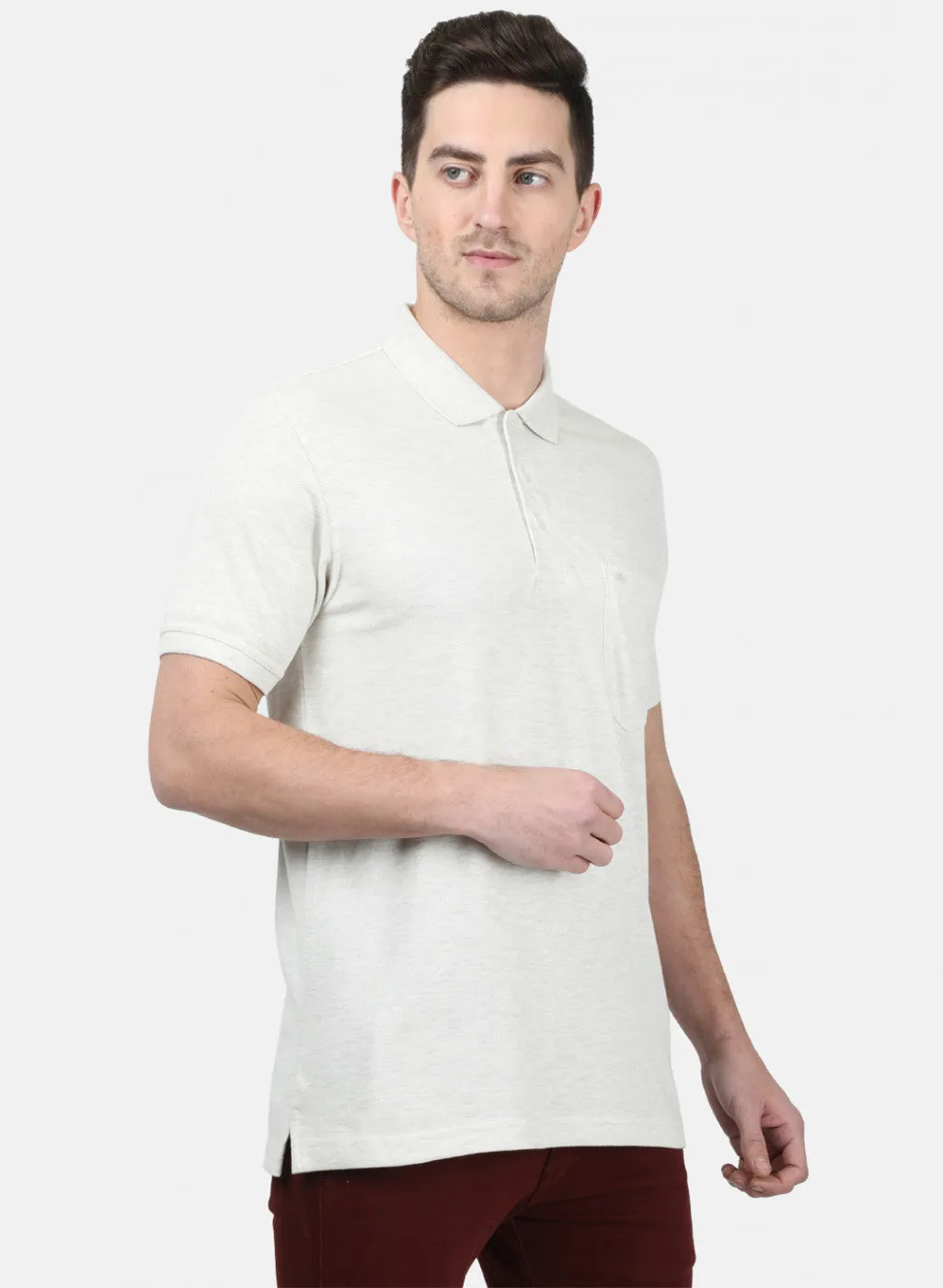 Mens Cream Plain T-Shirts