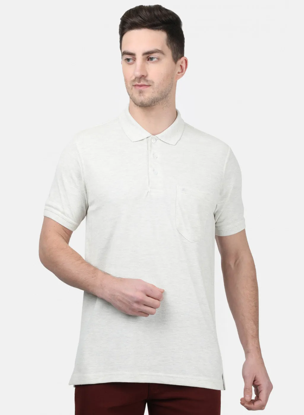 Mens Cream Plain T-Shirts