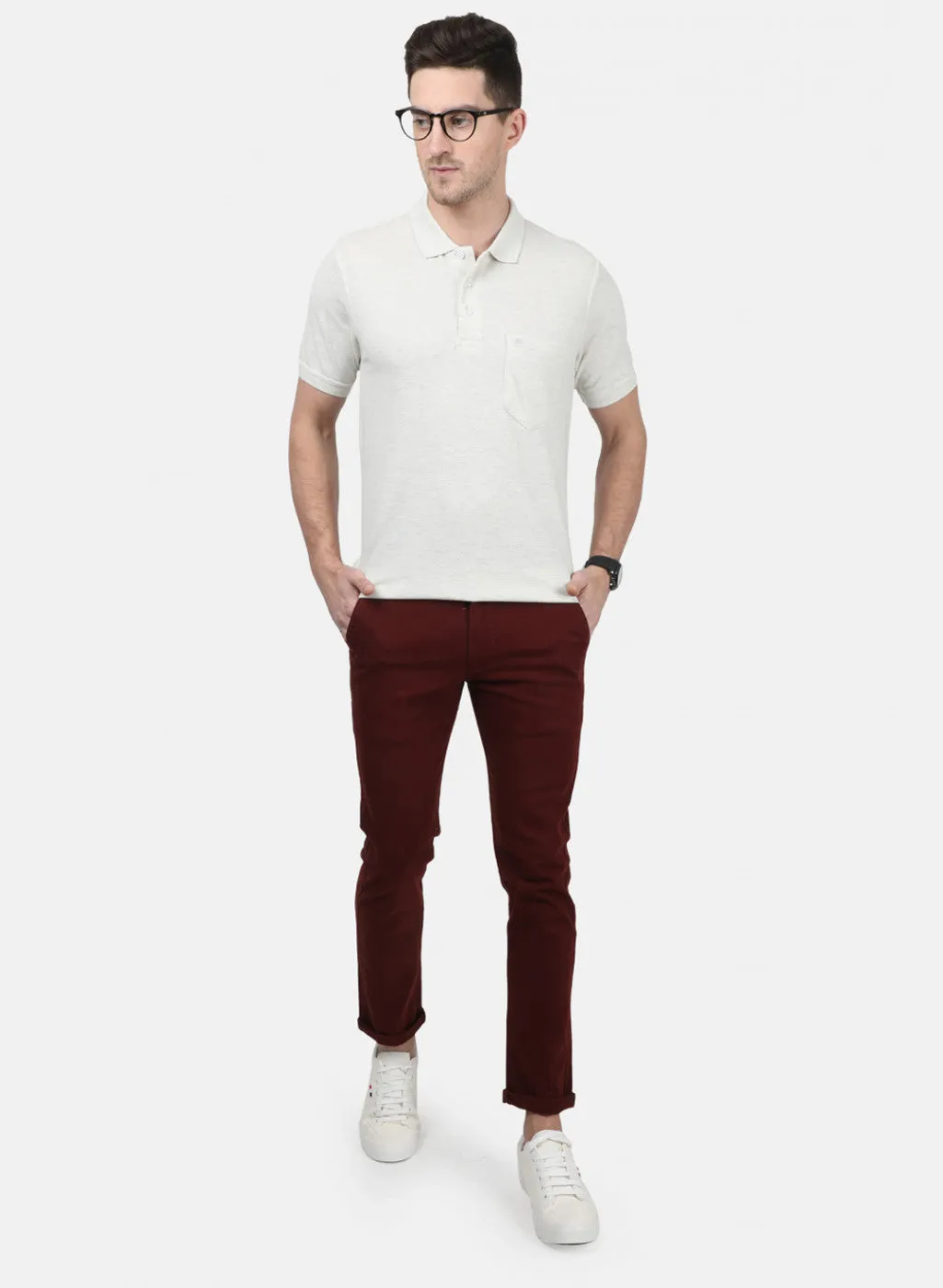 Mens Cream Plain T-Shirts