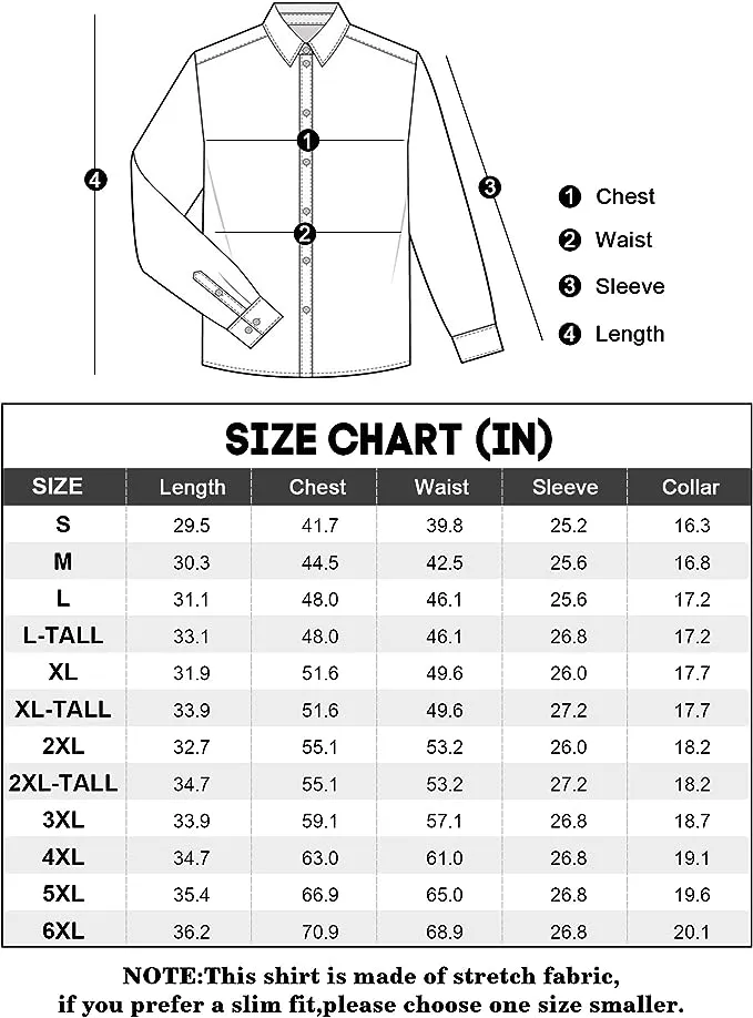 Men's Dress Shirts Wrinkle-Free Long Sleeve Stretch Solid Formal Business Button Down Shirt with Pocket - Pink