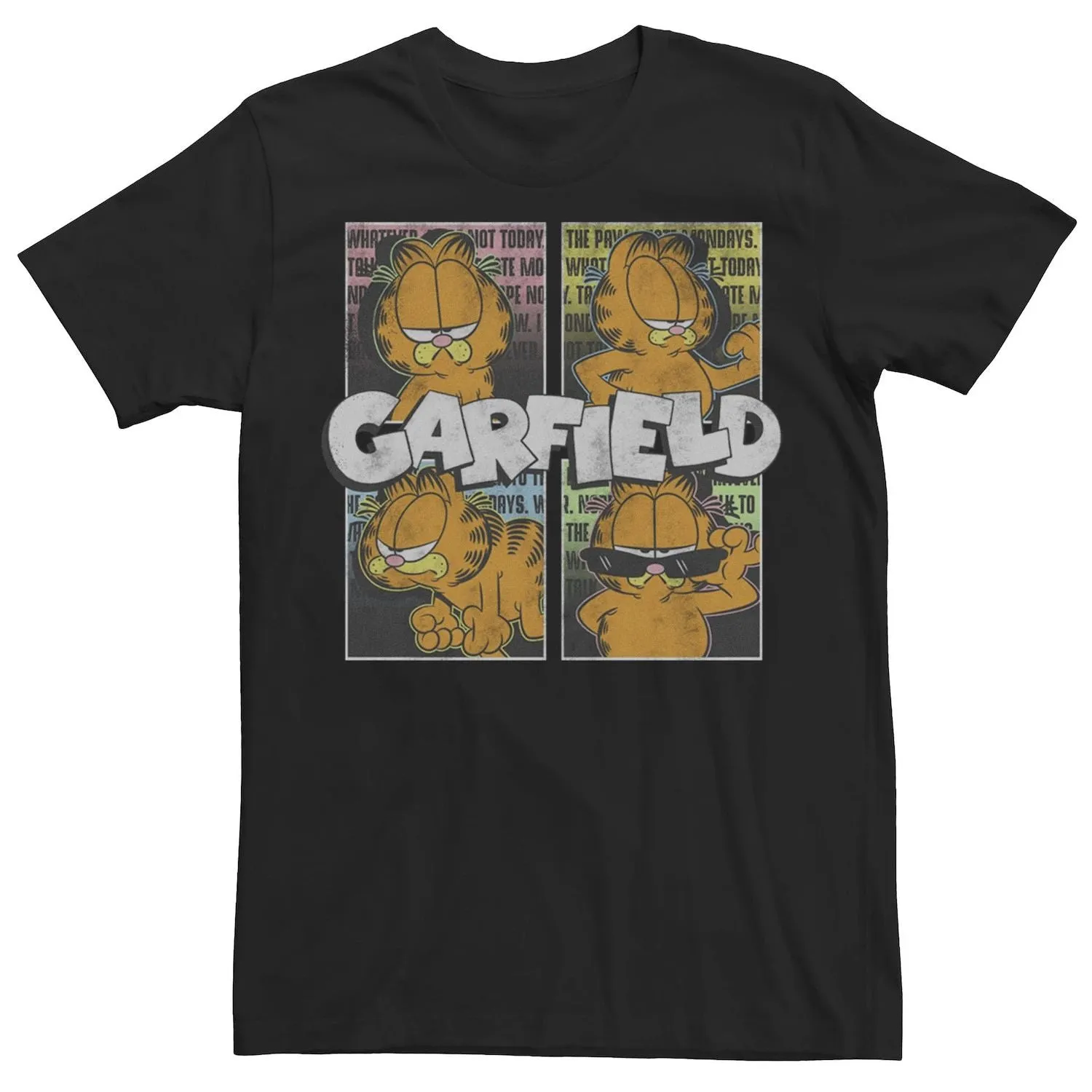 Men's Garfield Four Square T-Shirt with Garfield Licensed Character Logo