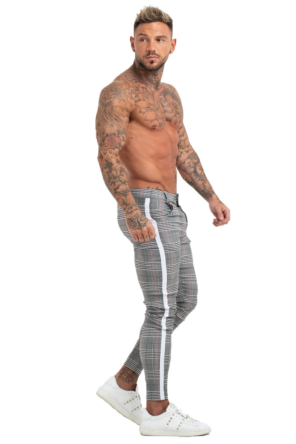 Men's Grey Plaid Skinny Pant