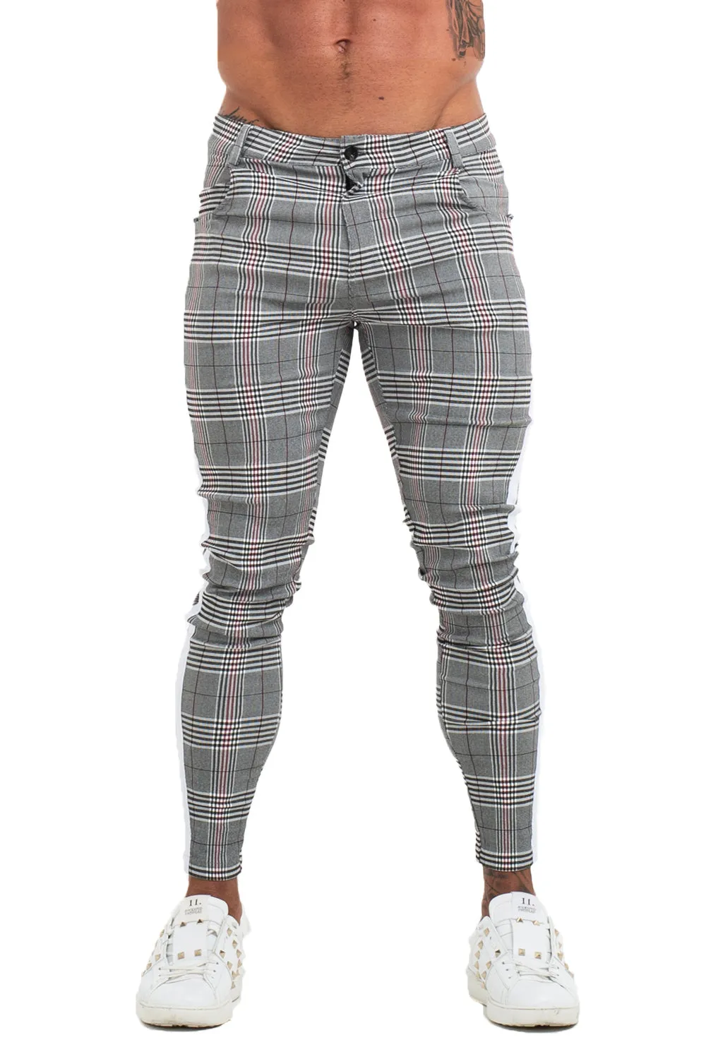 Men's Grey Plaid Skinny Pant