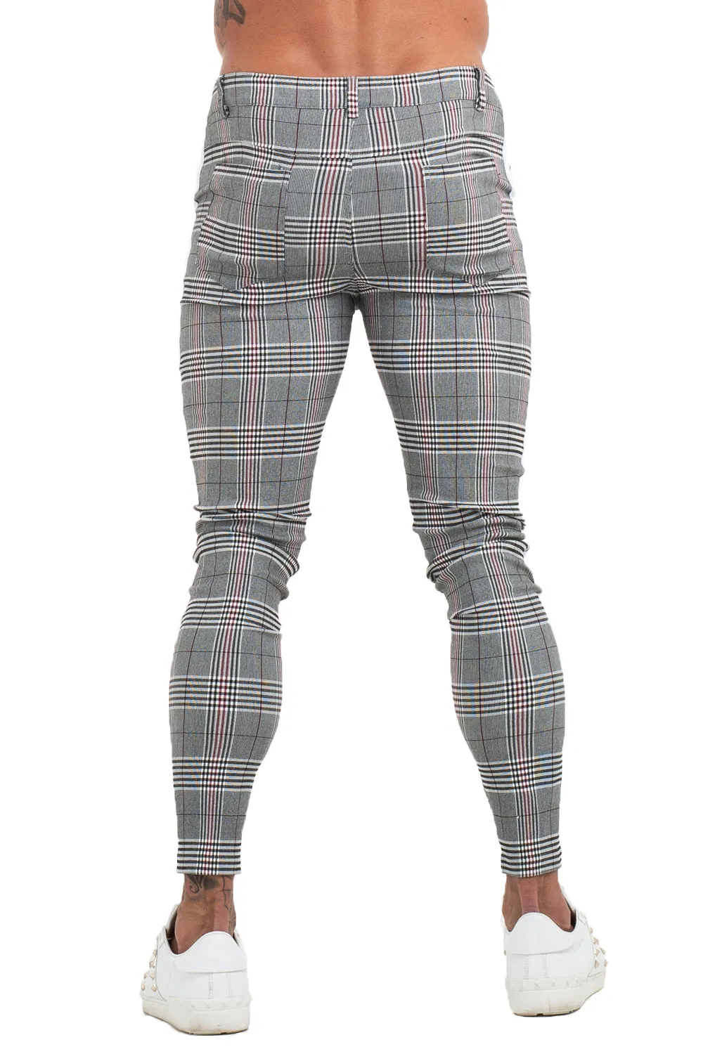 Men's Grey Plaid Skinny Pant