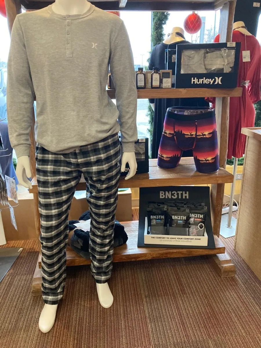 MENS LOUNGE SET WAFFLE SHIRT/FLANNEL PANTS