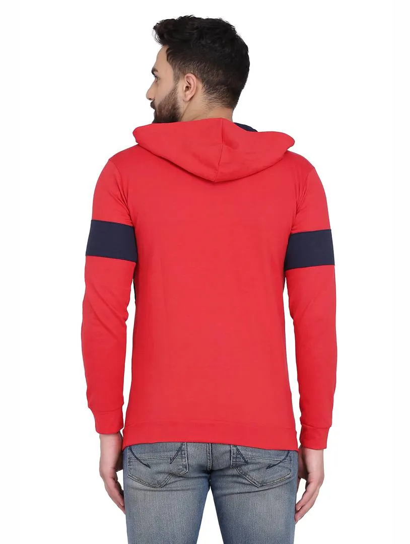 Men's Red Cotton Blend Hoodie