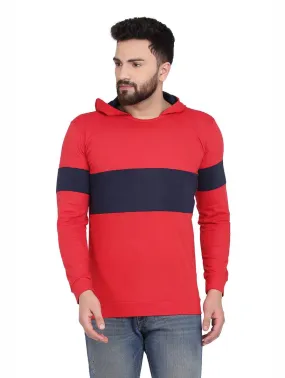 Men's Red Cotton Blend Hoodie