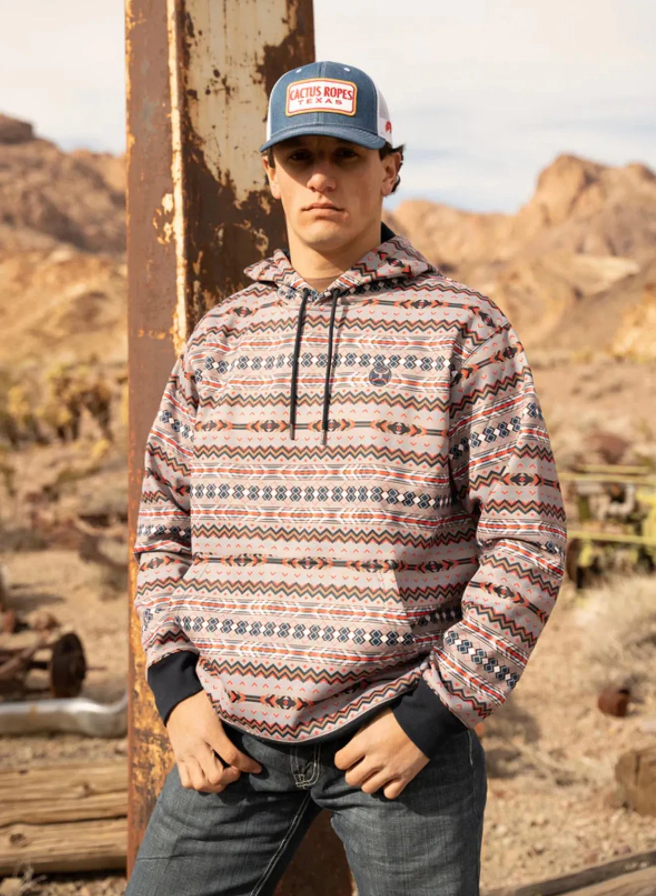 Mesa Navy And Aztec Hoodie