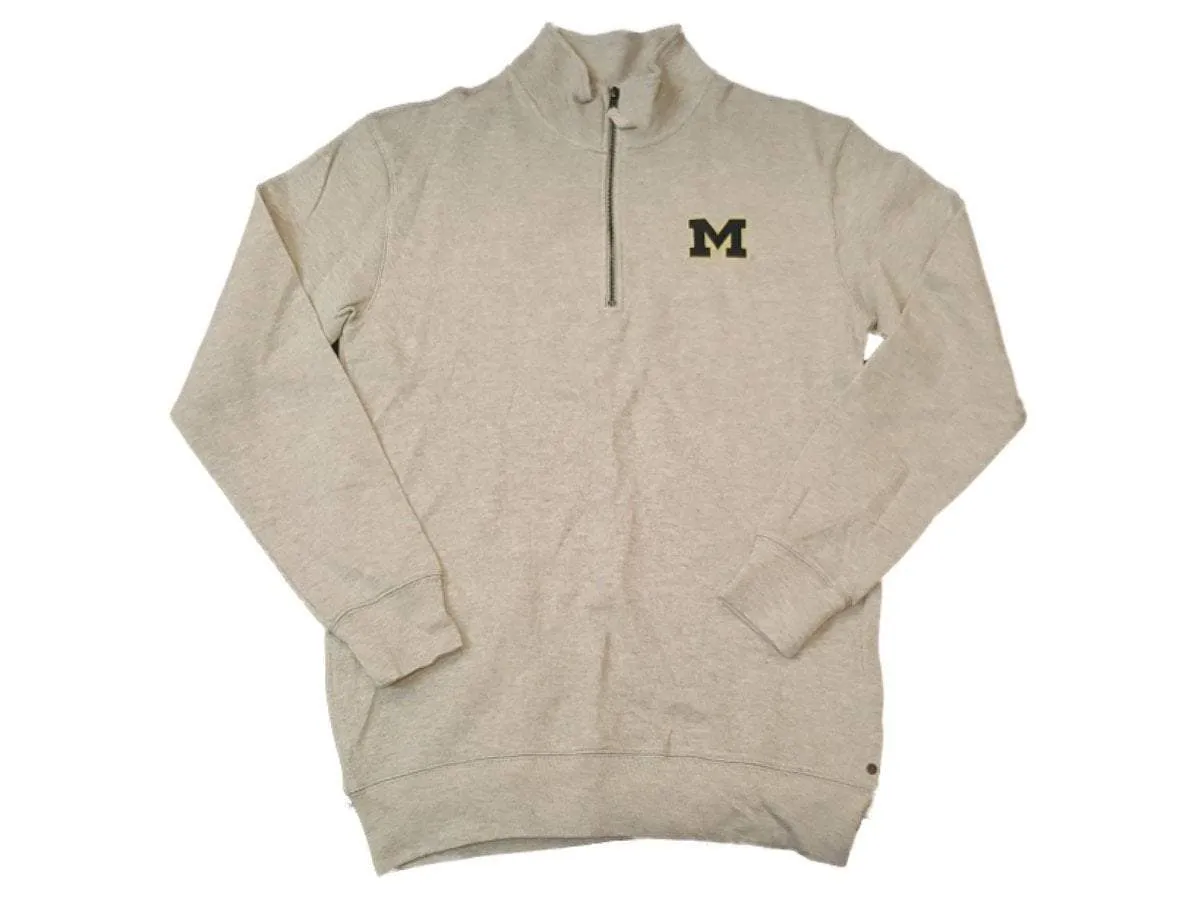 Michigan Wolverines Chiliwear Heather Gray 1/4 Zip Long Sleeve Pullover (L)