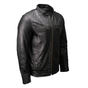 Milwaukee Leather SFM1866 Men's Classic Black Premium Leather Motorcycle Style Jacket with Zipper Front