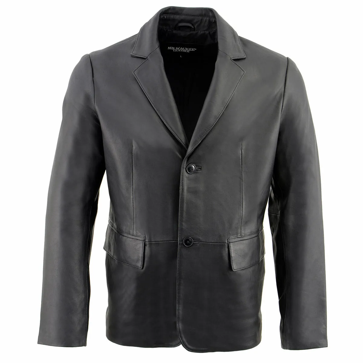 Milwaukee Leather SFM1880 Men's Black 2-Button Closure Car Coat Blazer Leather Jacket