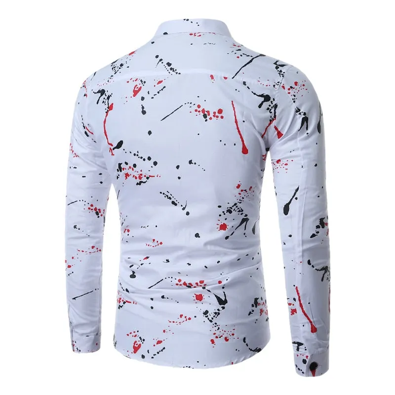 New Men'S 3D Printed Floral Long Sleeve Casual Shirt