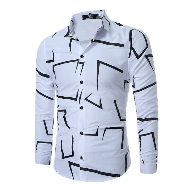 New Men'S 3D Printed Floral Long Sleeve Casual Shirt