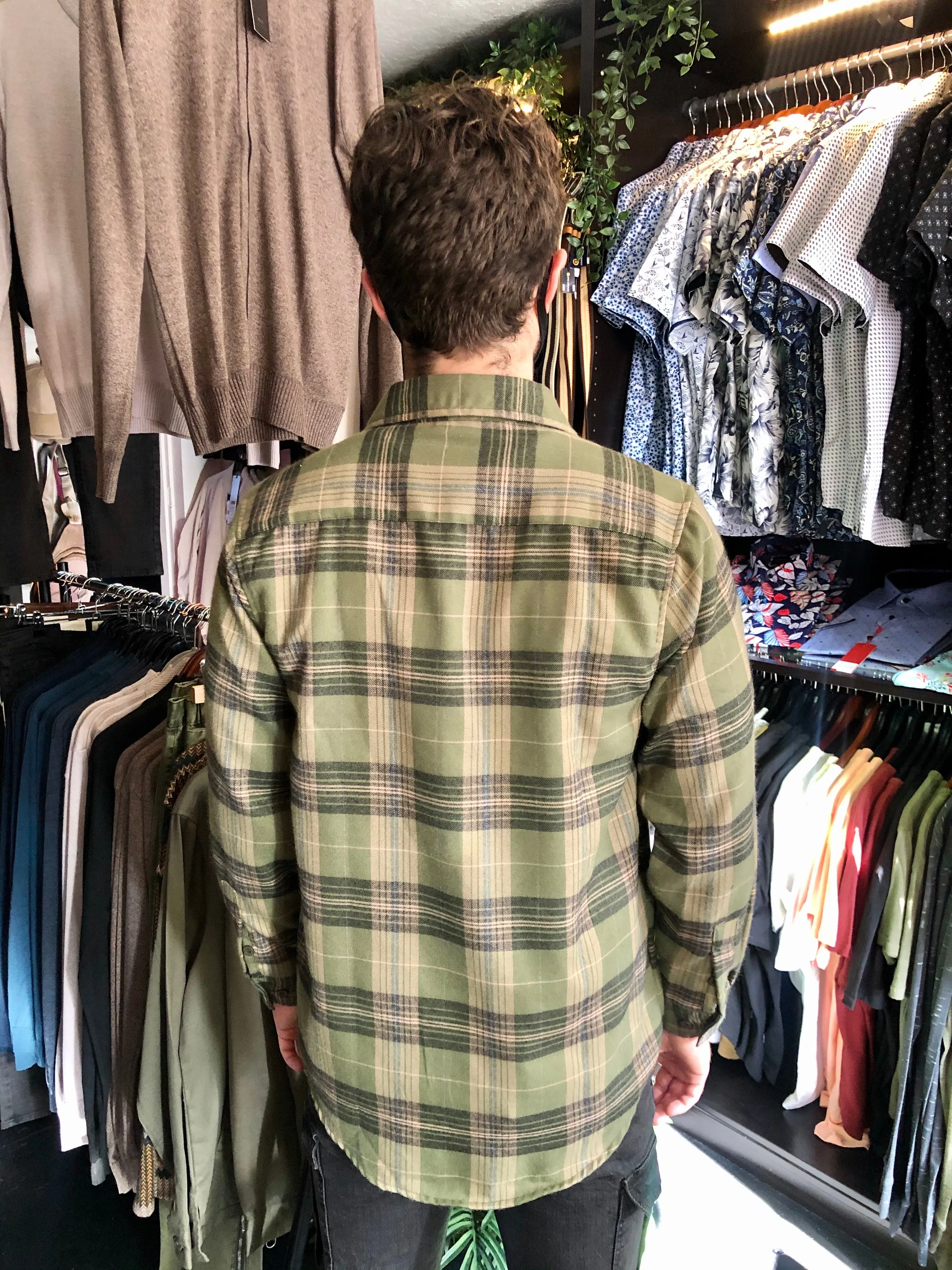 Olive Sand Relaxed Fit Flannel Long Sleeve