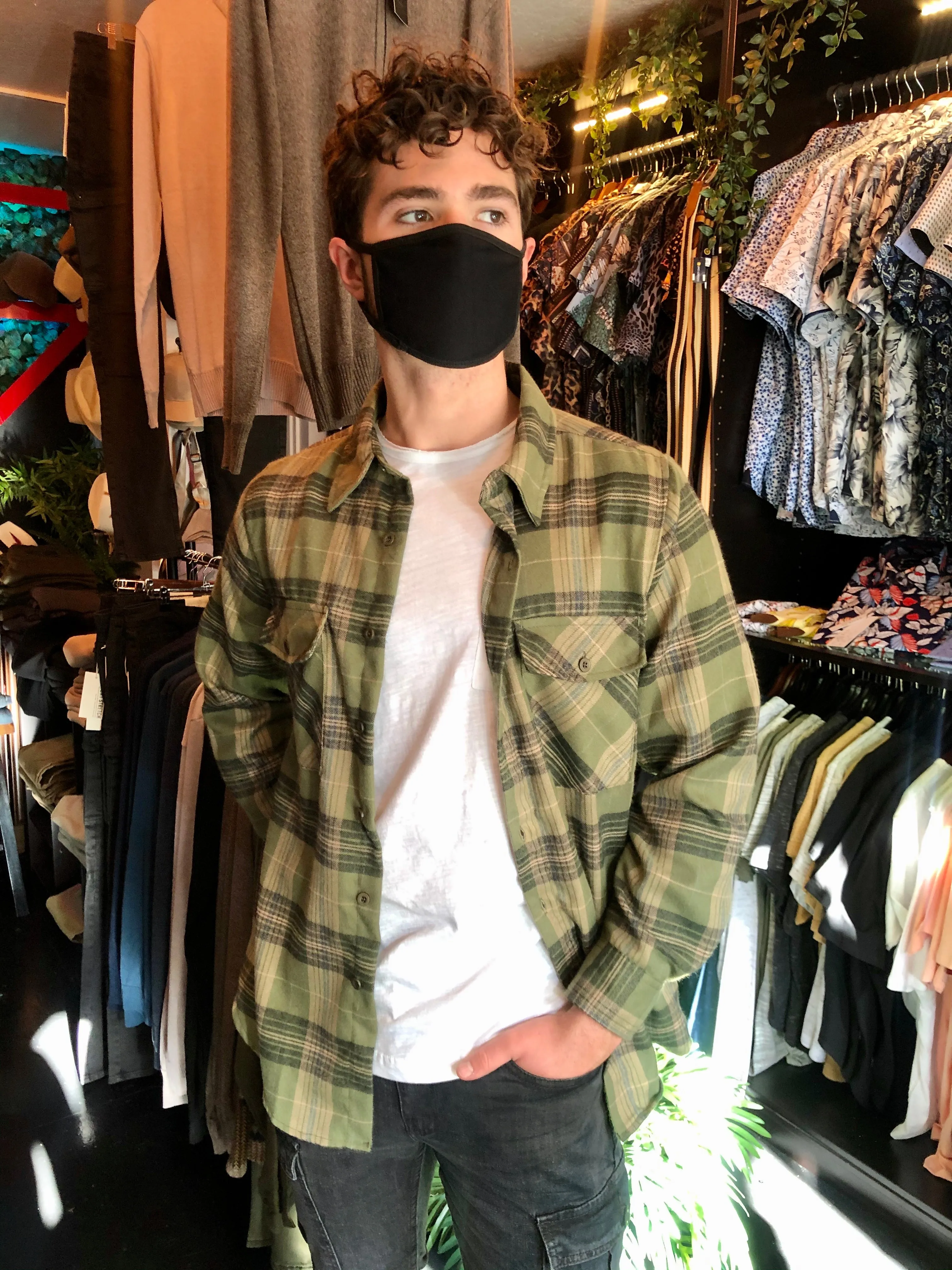 Olive Sand Relaxed Fit Flannel Long Sleeve