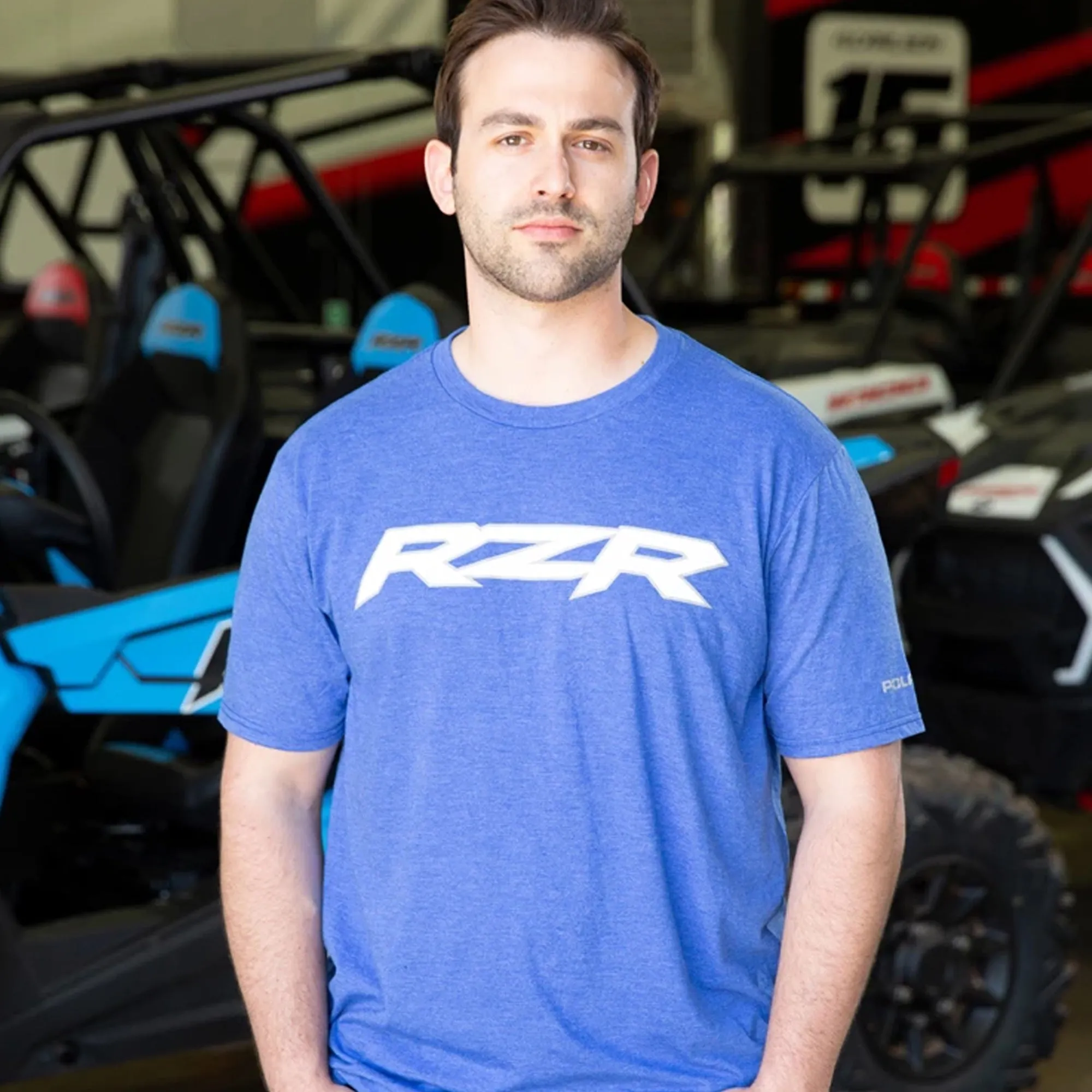 Polaris  Royal RZR Short Sleeve Tee Crew Neck Casual Comfort T Shirt