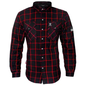 Protective Flannel Shirt - Black and Red Stripes with Pads