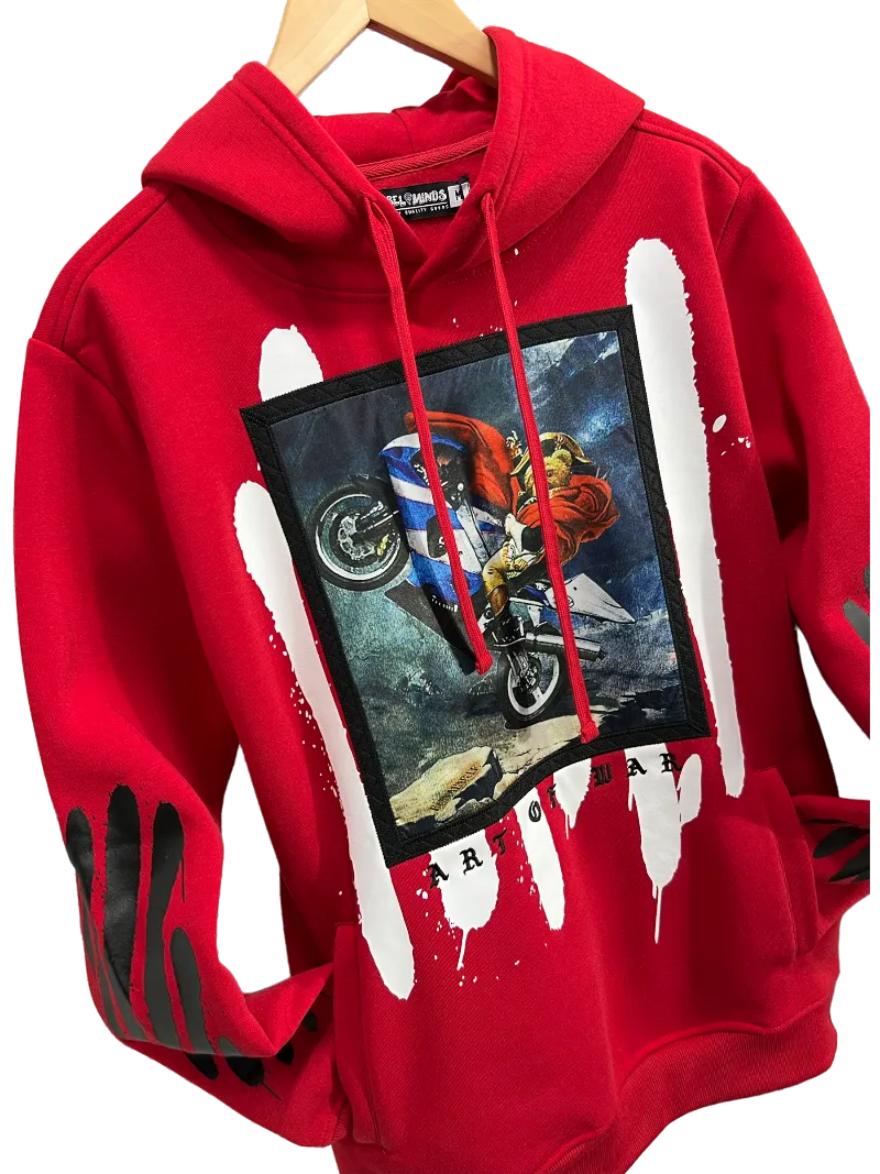 Rebel Minds Red Men's Graphic Hoodies Regular-Fit