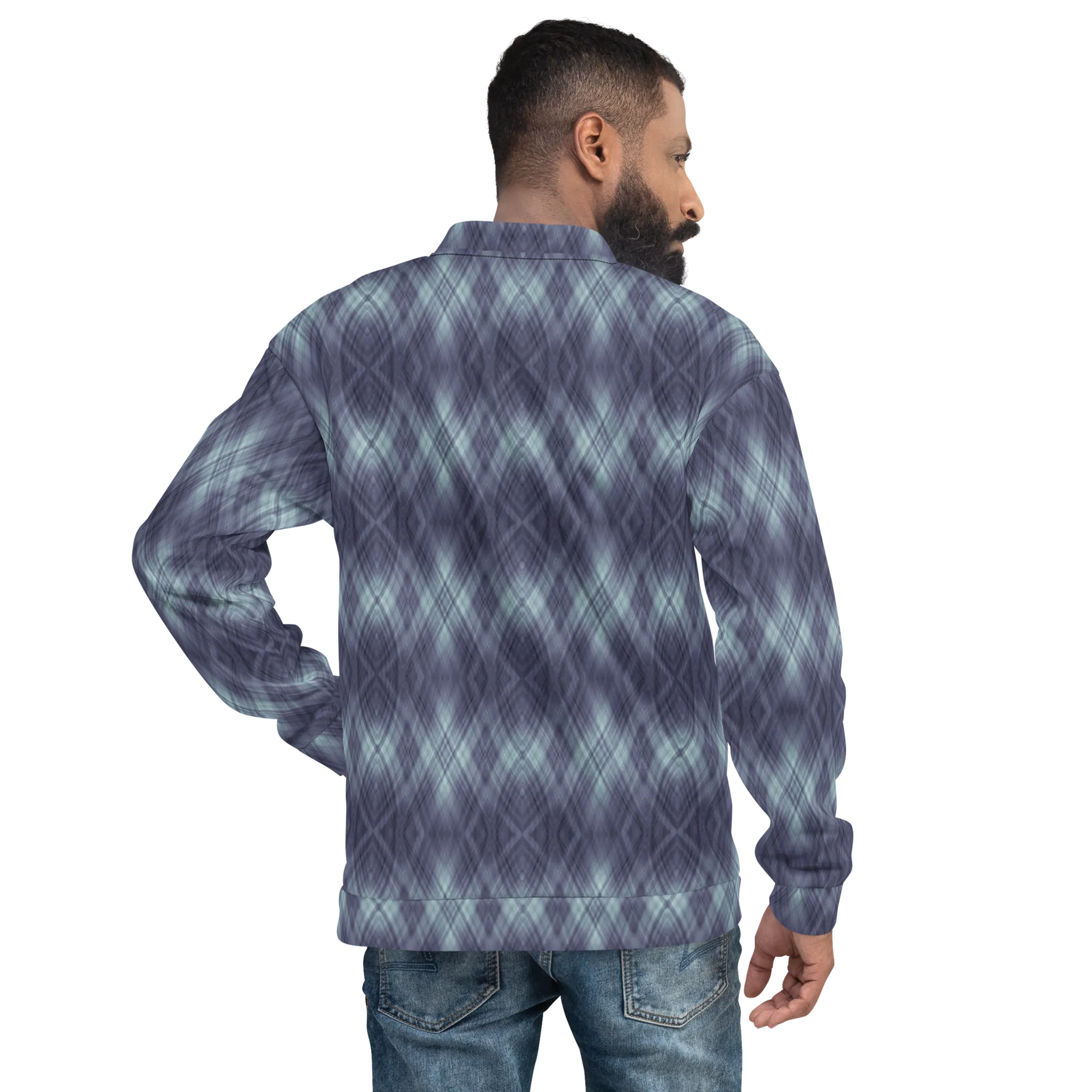 Recursia Argyle Rewired II Men's Bomber Jacket In Blue