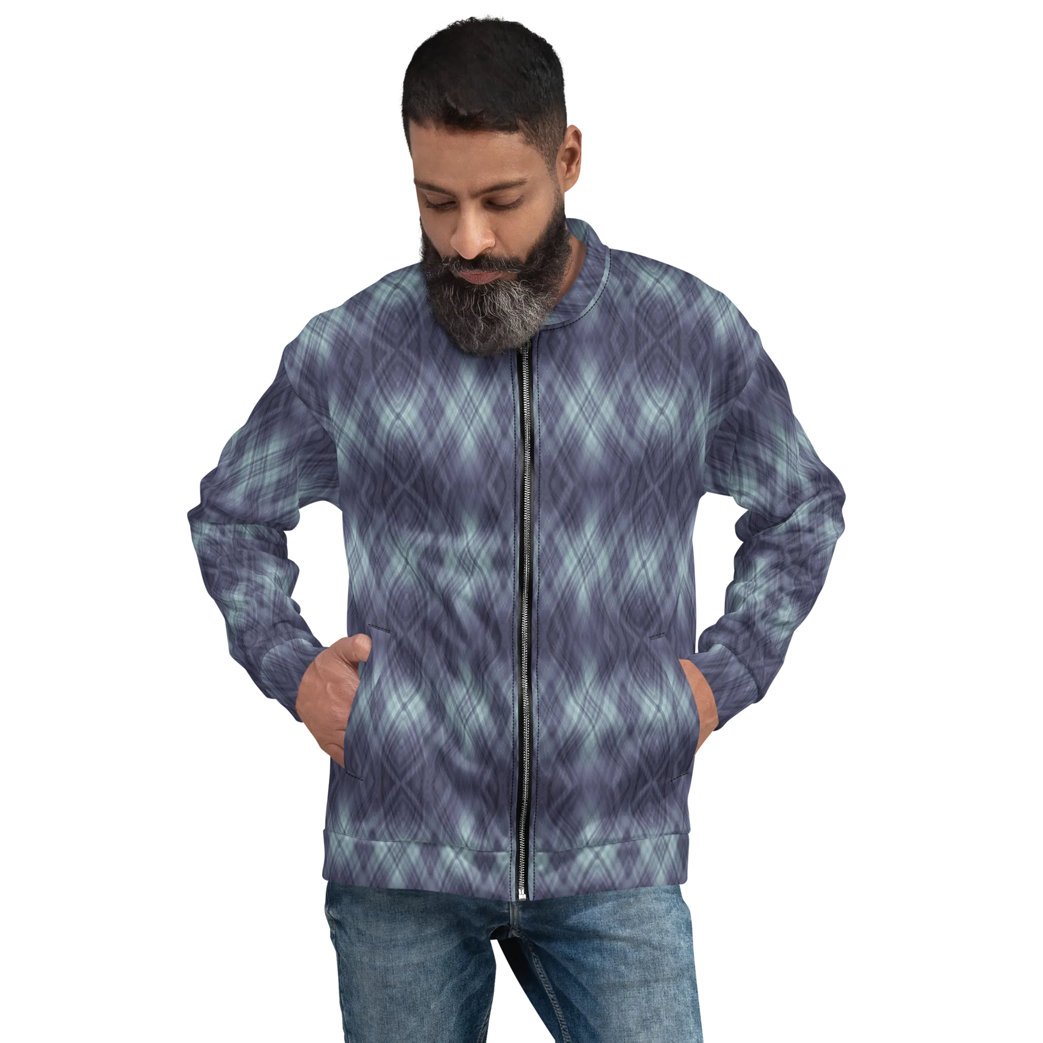 Recursia Argyle Rewired II Men's Bomber Jacket In Blue