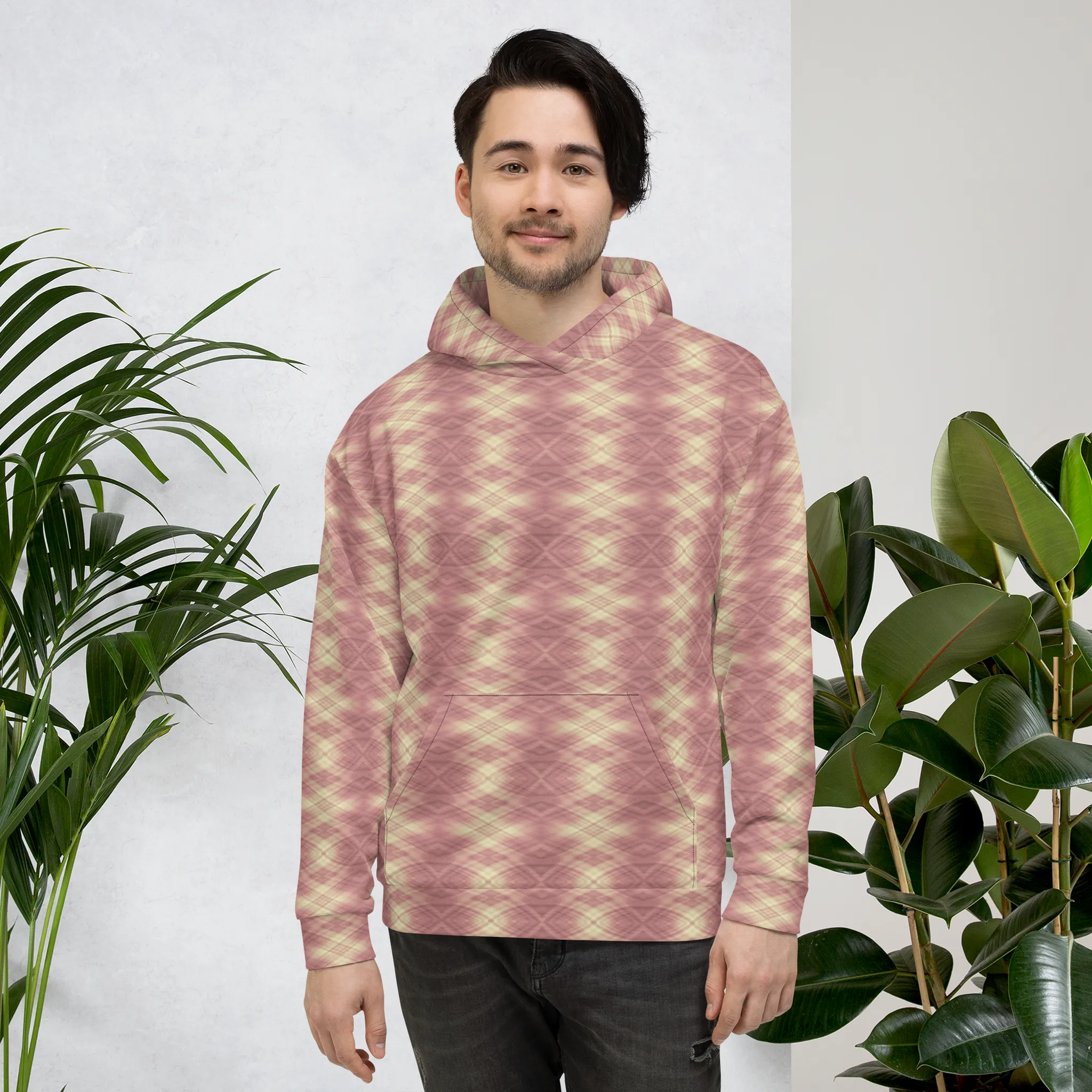 Recursia Argyle Rewired II Men's Hoodie In Pink