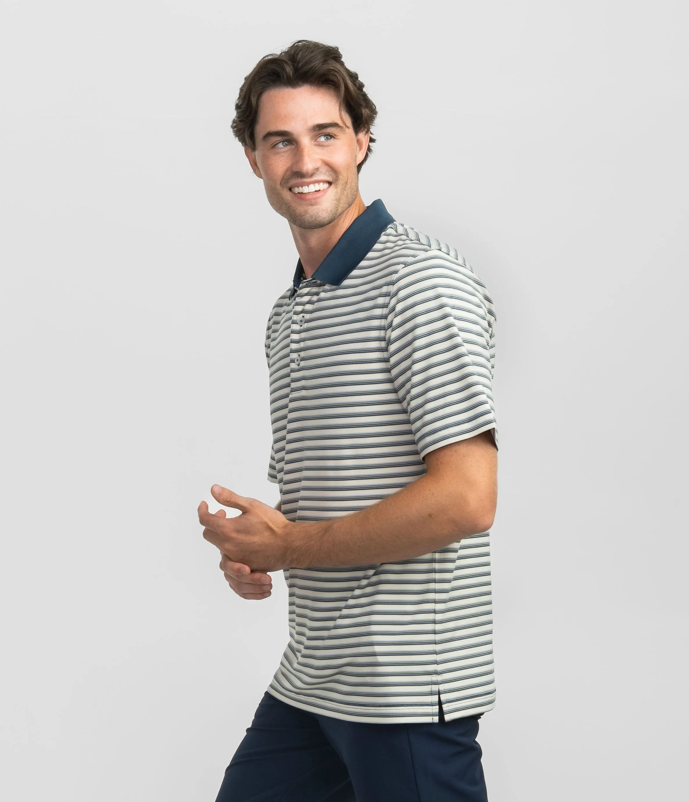 Somerset Stripe Polo - Oxford Tan