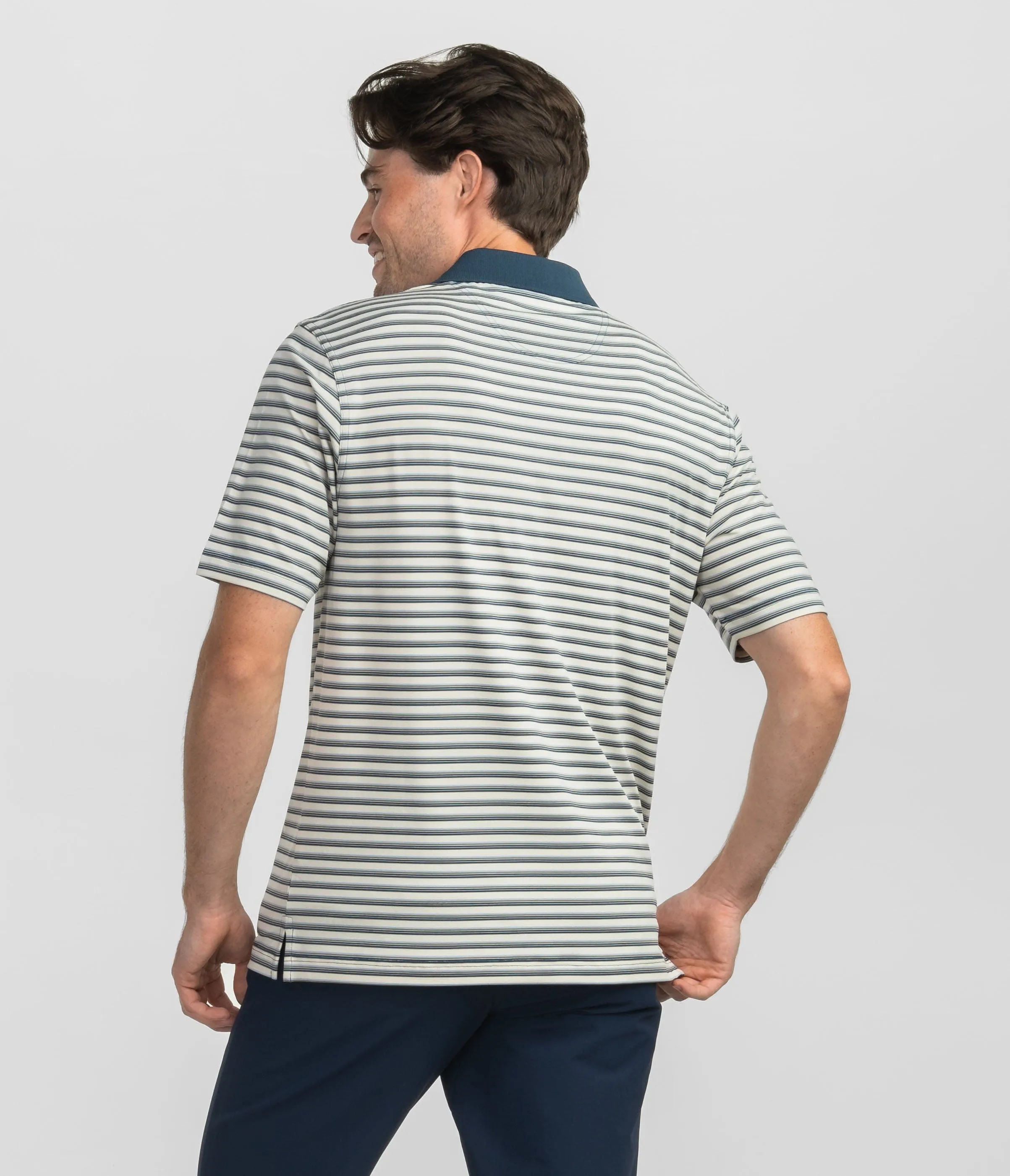 Somerset Stripe Polo - Oxford Tan