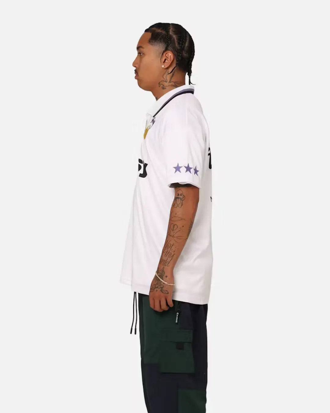 Stussy "World Tour" Football Polo Shirt - White