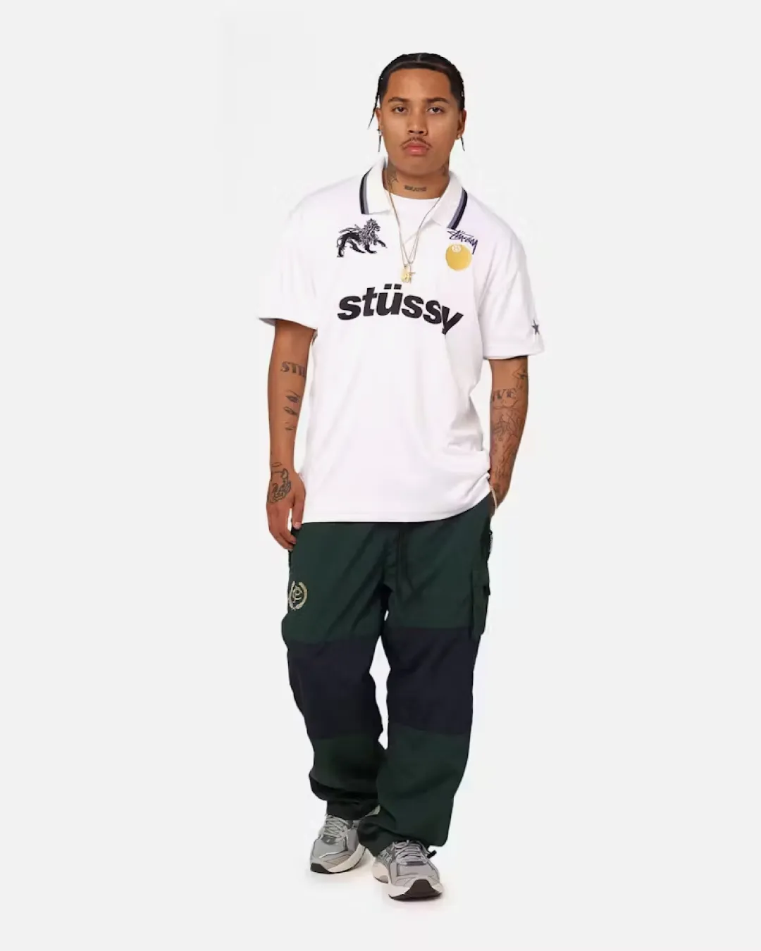 Stussy "World Tour" Football Polo Shirt - White