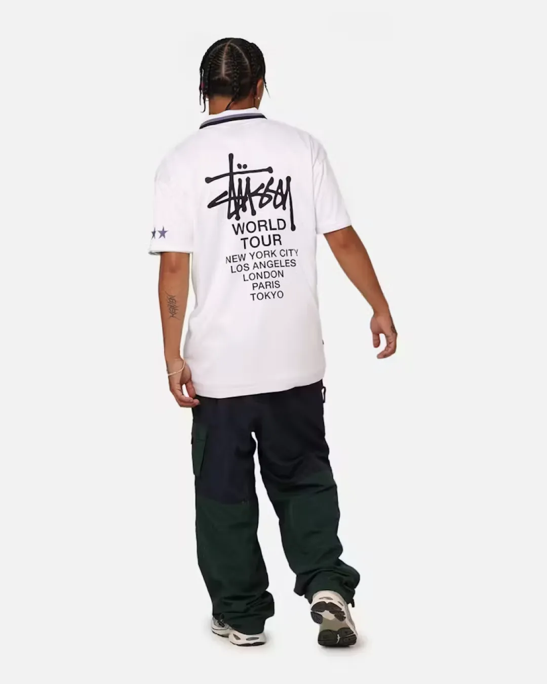 Stussy "World Tour" Football Polo Shirt - White