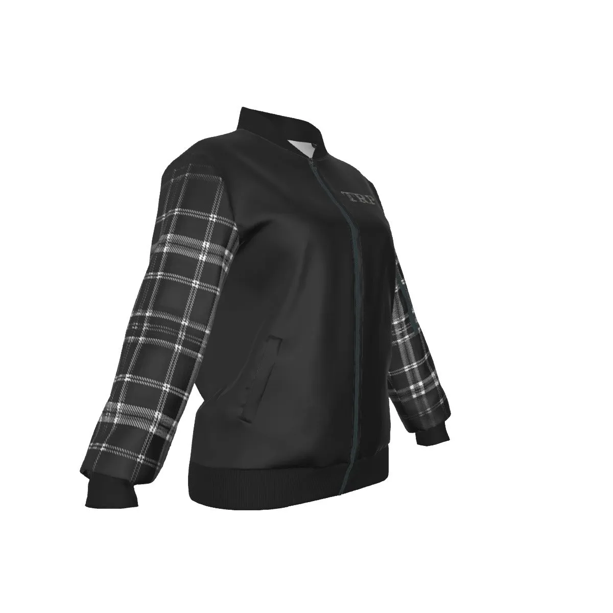 TRP Twisted Patterns 06: Digital Plaid 01-06B Ladies Designer Bomber Jacket