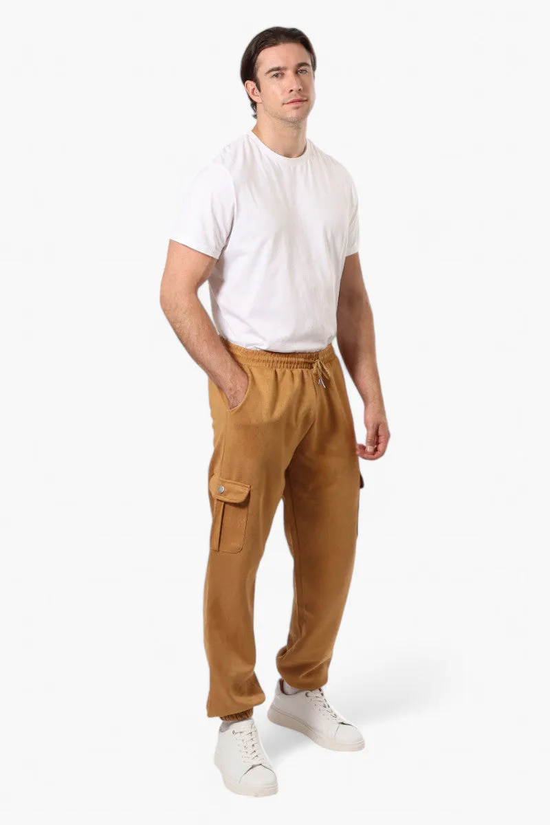 Urbanology Tie Waist Suede Cargo Jogger Pants - Caramel