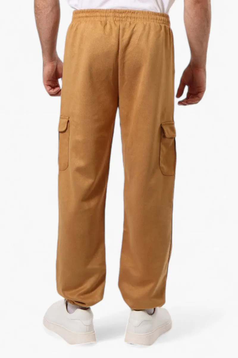 Urbanology Tie Waist Suede Cargo Jogger Pants - Caramel