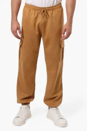 Urbanology Tie Waist Suede Cargo Jogger Pants - Caramel