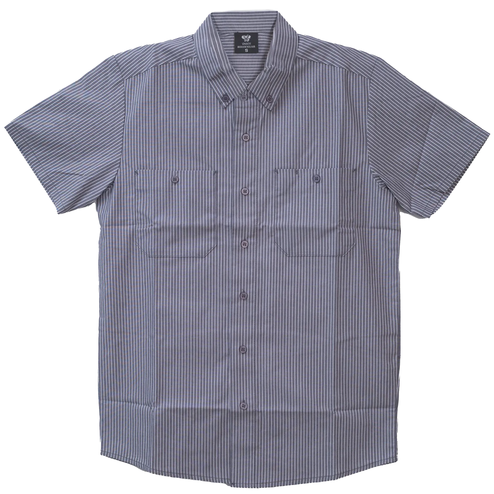 VB775GW - Men's Grey Work Shirts with White Strips