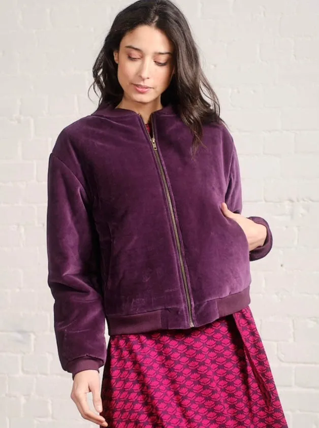 Velvet Bomber Jacket - Purple