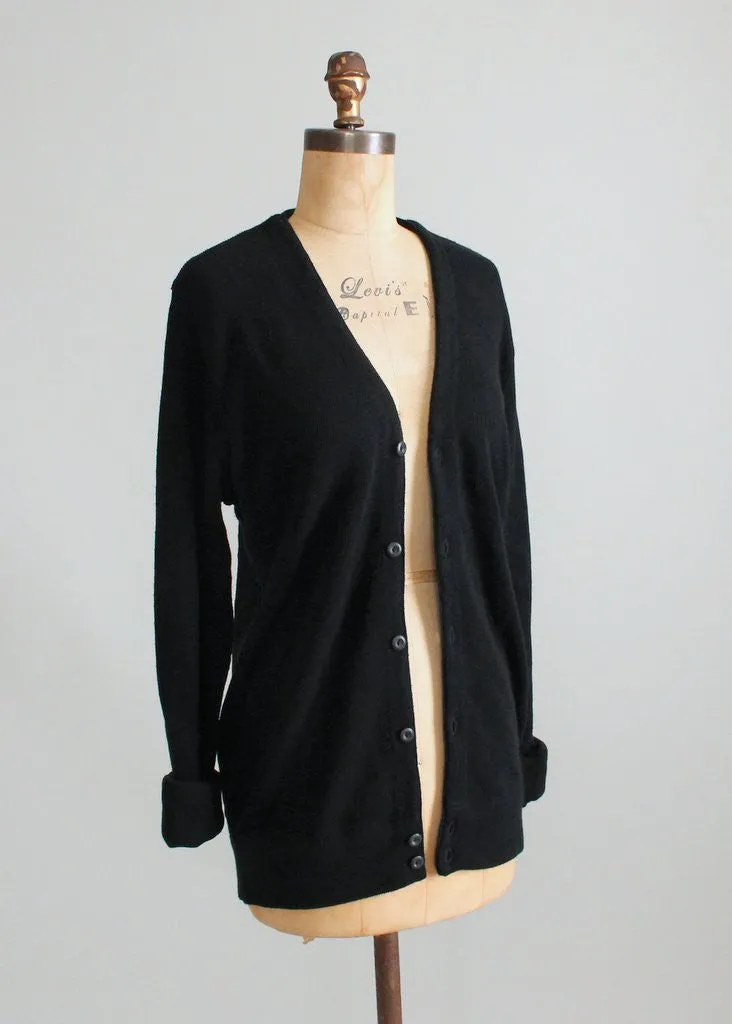 Vintage 1970s Black Slouch Boyfriend Cardigan