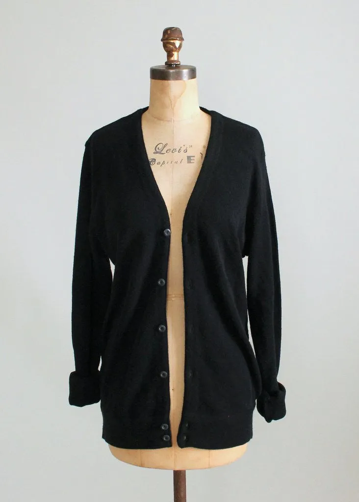 Vintage 1970s Black Slouch Boyfriend Cardigan