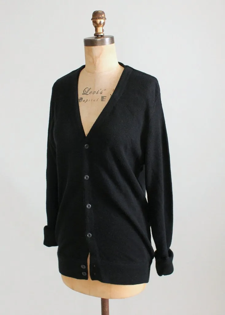 Vintage 1970s Black Slouch Boyfriend Cardigan