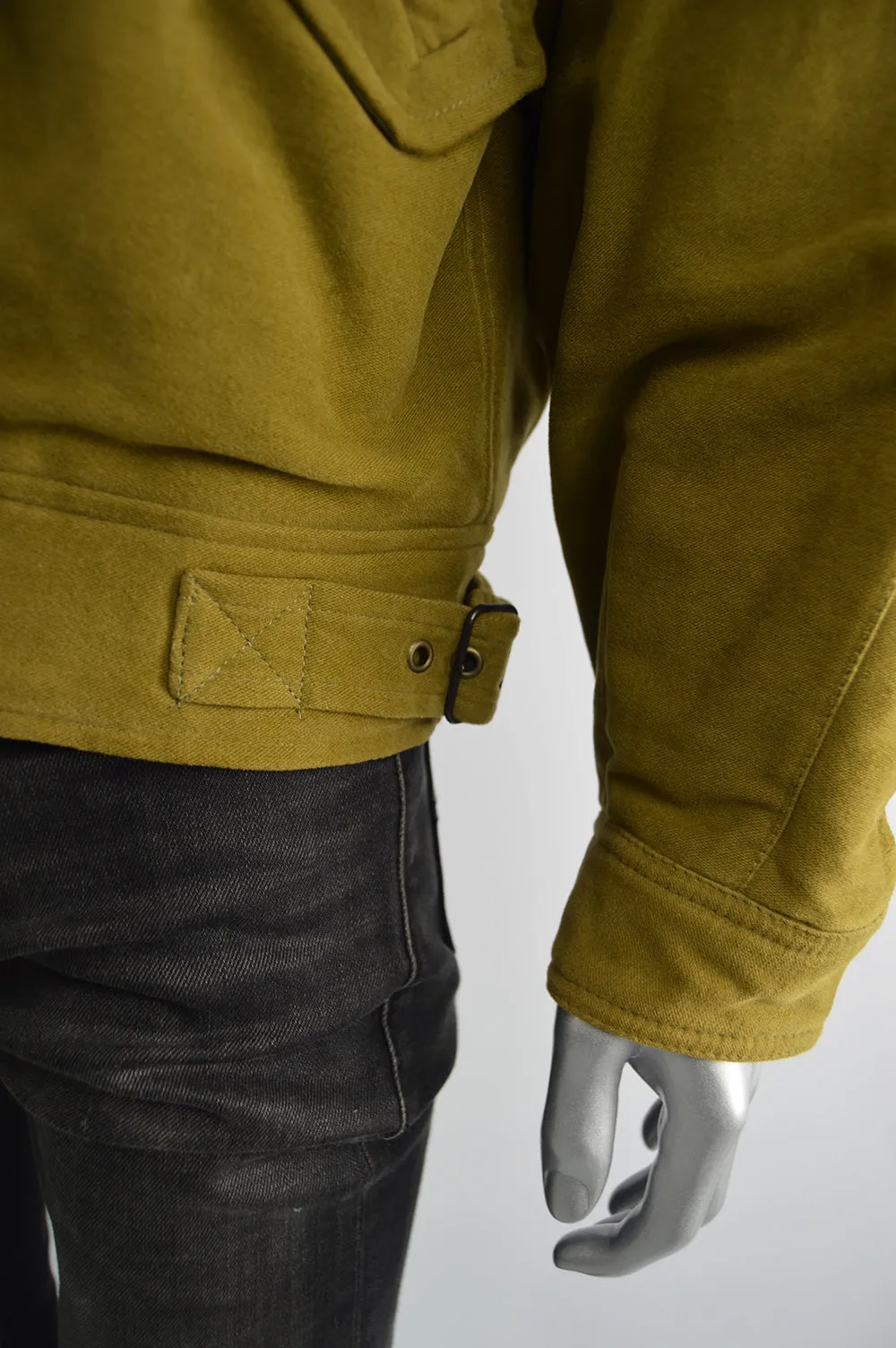 Vintage Olive Yellow Moleskin & Suede Bomber Jacket, 1980s