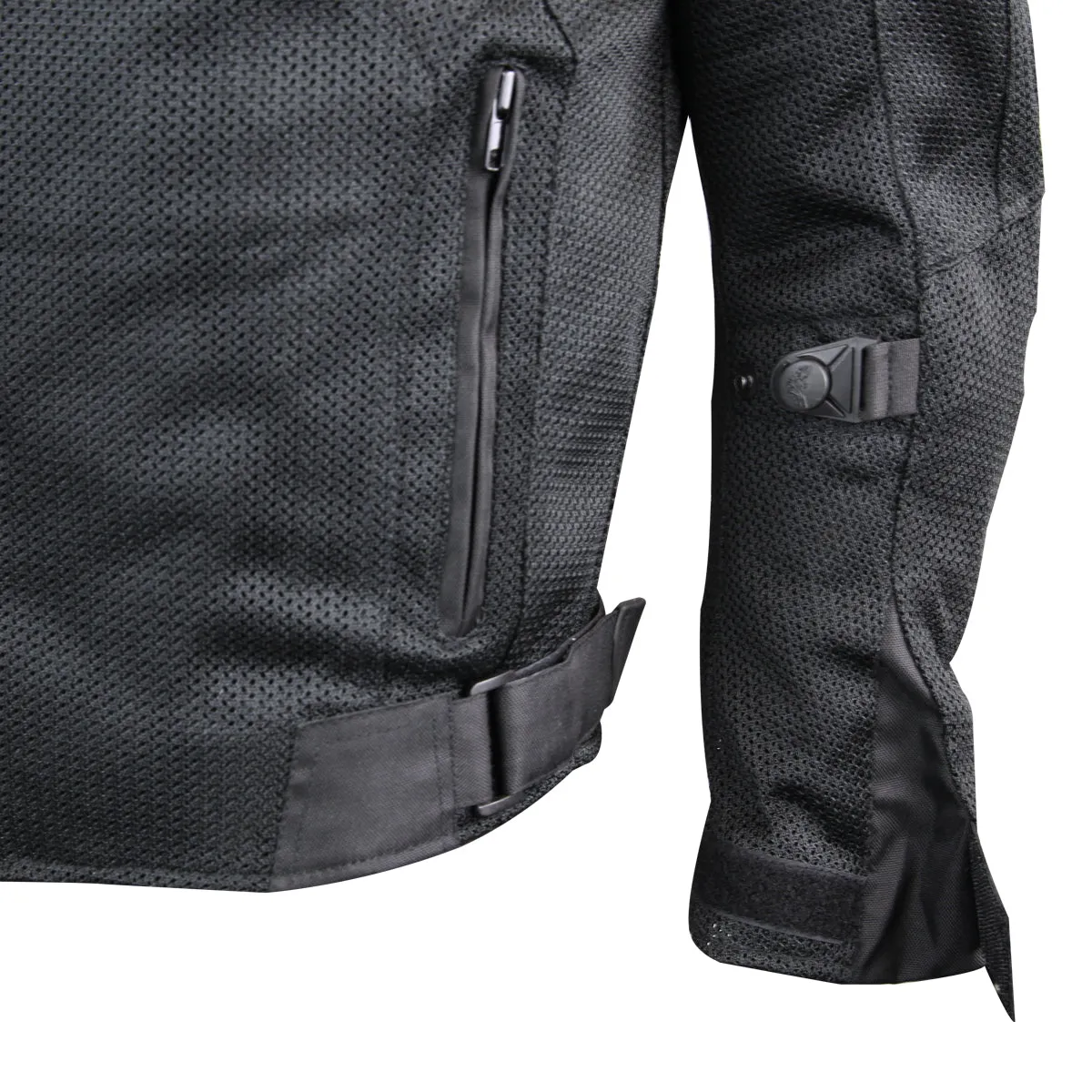 VL1622B Black Mesh Motorcycle Jacket with Insulated Liner and CE Armor